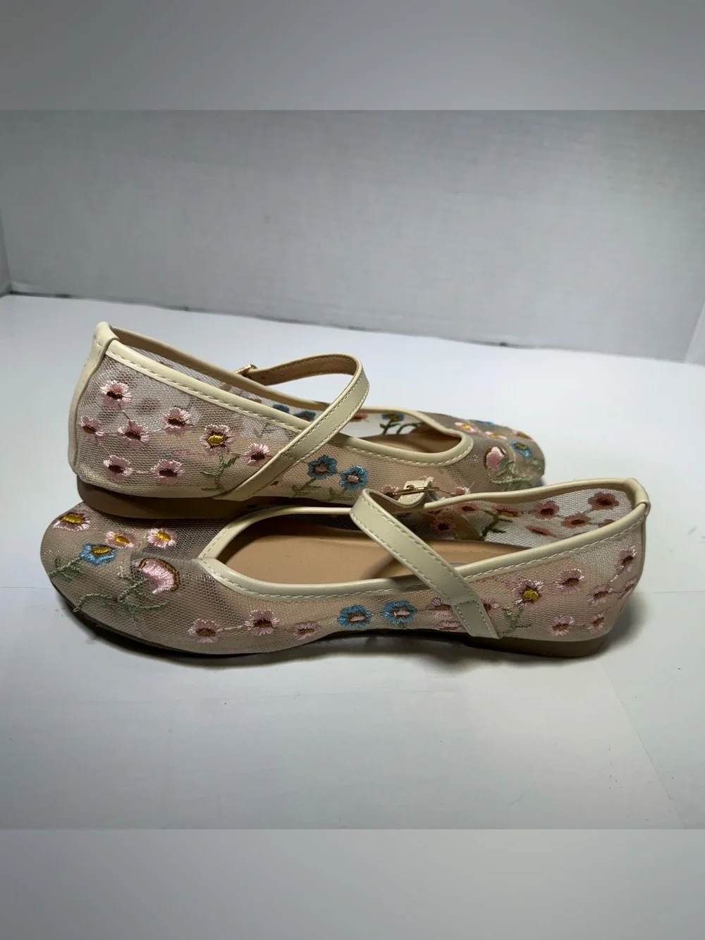 Girls' Cream Floral Mary Jane Dress Shoes school shoes